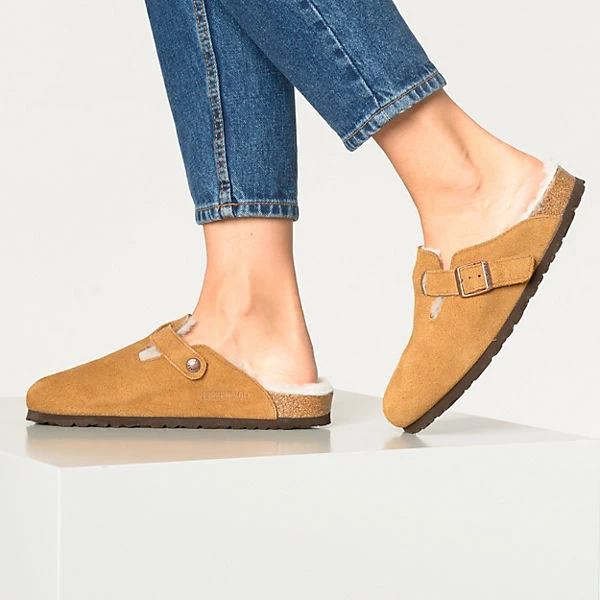 Birkenstock Boston Shearling Veloursleder Clogs Schmal 4 Birkenstock Boston Shearling Veloursleder Clogs Schmal – Bild 2