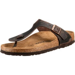 Birkenstock Gizeh Nubukleder Geölt Zehentrenner Schmal - Braun