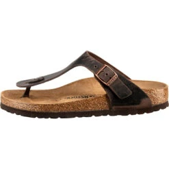 Birkenstock Gizeh Nubukleder Geölt Zehentrenner Schmal - Braun -Birkenstock 12652055 03