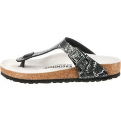Birkenstock Gizeh Python Textil Komfort-Pantoletten Weit - Schwarz/weiß -Birkenstock 15007707 03