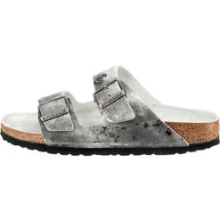 Birkenstock Arizona Bs Veloursleder Pantoletten Schmal - Silber -Birkenstock 15283518 03
