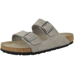 Birkenstock Arizona SFB Veloursleder Weichbettung Normal Sandale Unisex Erwachsene Klassische Sandalen - Grau -Birkenstock 16711138 04