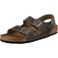 Birkenstock Milano Fettleder Komfort-Sandalen Normal - Khaki