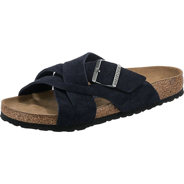 Birkenstock Lugano Velourlsleder Weichbettung Pantoletten Normal - Dunkelblau 3 Birkenstock Lugano Velourlsleder Weichbettung Pantoletten Normal - Dunkelblau