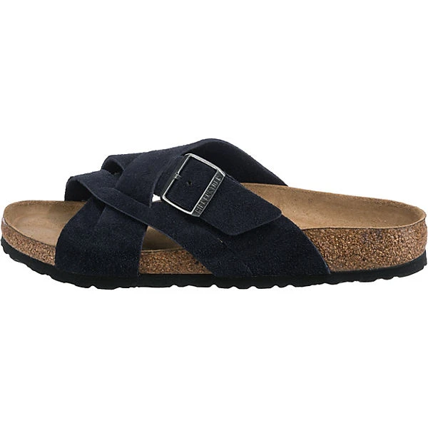 Birkenstock Lugano Velourlsleder Weichbettung Pantoletten Normal - Dunkelblau 4 Birkenstock Lugano Velourlsleder Weichbettung Pantoletten Normal - Dunkelblau – Bild 2