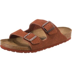 Birkenstock Arizona Nubukleder Pantoletten Normal - Braun/orange
