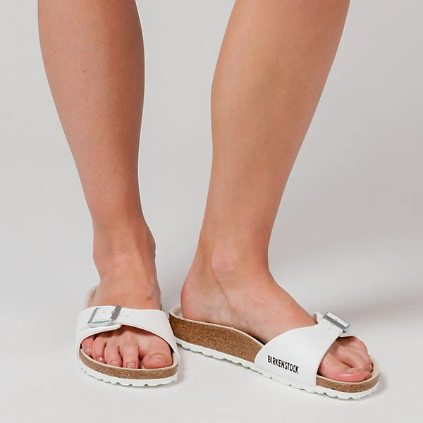 Madrid Birko-flor Schmal Pantoletten Schmal - Weiß 4 Madrid Birko-flor Schmal Pantoletten Schmal - Weiß – Bild 2