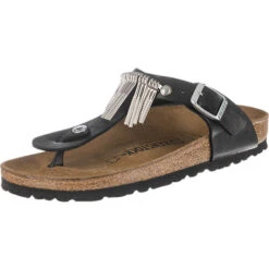 Birkenstock Gizeh Fringe Schmal Komfort-Pantoletten - Anthrazit